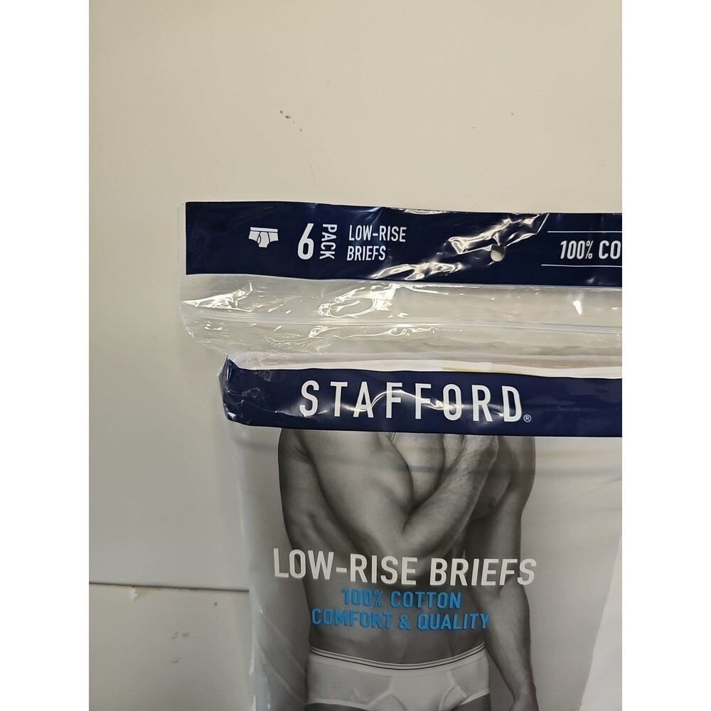New Stafford Men's 6-Pack 100% Cotton Low-Rise White Briefs Sz XXL JC Penny - Picture 2 of 6
